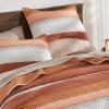imageAndency Queen Quilt Bedding Set Beige 3 Pieces Patchwork Beige Striped Ultra Soft Lightweight Bedspreads Coverlets Set with 2 Pillow Shams for All Seasons 90quotx96quot10  Orange