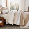 imageAndency Queen Quilt Bedding Set Beige 3 Pieces Patchwork Beige Striped Ultra Soft Lightweight Bedspreads Coverlets Set with 2 Pillow Shams for All Seasons 90quotx96quot12  Taupe