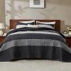 imageAndency Queen Quilt Bedding Set Beige 3 Pieces Patchwork Beige Striped Ultra Soft Lightweight Bedspreads Coverlets Set with 2 Pillow Shams for All Seasons 90quotx96quot02  Black and White