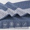 imageAndency Queen Quilt Bedding Set Beige 3 Pieces Patchwork Beige Striped Ultra Soft Lightweight Bedspreads Coverlets Set with 2 Pillow Shams for All Seasons 90quotx96quot18  Mineral Blue