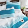 imageAndency Queen Quilt Bedding Set Beige 3 Pieces Patchwork Beige Striped Ultra Soft Lightweight Bedspreads Coverlets Set with 2 Pillow Shams for All Seasons 90quotx96quot04  Teal White