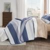 imageAndency Queen Quilt Bedding Set Beige 3 Pieces Patchwork Beige Striped Ultra Soft Lightweight Bedspreads Coverlets Set with 2 Pillow Shams for All Seasons 90quotx96quot18  Mineral Blue