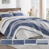 imageAndency Queen Quilt Bedding Set Beige 3 Pieces Patchwork Beige Striped Ultra Soft Lightweight Bedspreads Coverlets Set with 2 Pillow Shams for All Seasons 90quotx96quot18  Mineral Blue
