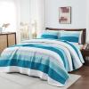 imageAndency Queen Quilt Bedding Set Beige 3 Pieces Patchwork Beige Striped Ultra Soft Lightweight Bedspreads Coverlets Set with 2 Pillow Shams for All Seasons 90quotx96quot04  Teal White