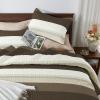 imageAndency Queen Quilt Bedding Set Beige 3 Pieces Patchwork Beige Striped Ultra Soft Lightweight Bedspreads Coverlets Set with 2 Pillow Shams for All Seasons 90quotx96quot33  Mocha