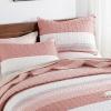 imageAndency Queen Quilt Bedding Set Beige 3 Pieces Patchwork Beige Striped Ultra Soft Lightweight Bedspreads Coverlets Set with 2 Pillow Shams for All Seasons 90quotx96quot23  Blush Pink
