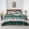 imageAndency Queen Quilt Bedding Set Beige 3 Pieces Patchwork Beige Striped Ultra Soft Lightweight Bedspreads Coverlets Set with 2 Pillow Shams for All Seasons 90quotx96quot09  Emerald Green