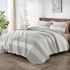 imageAndency Queen Quilt Bedding Set Beige 3 Pieces Patchwork Beige Striped Ultra Soft Lightweight Bedspreads Coverlets Set with 2 Pillow Shams for All Seasons 90quotx96quot20  Linen Grey