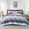 imageAndency Queen Quilt Bedding Set Beige 3 Pieces Patchwork Beige Striped Ultra Soft Lightweight Bedspreads Coverlets Set with 2 Pillow Shams for All Seasons 90quotx96quot18  Mineral Blue