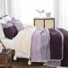 imageAndency Queen Quilt Bedding Set Beige 3 Pieces Patchwork Beige Striped Ultra Soft Lightweight Bedspreads Coverlets Set with 2 Pillow Shams for All Seasons 90quotx96quot08  Purple Gray