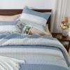 imageAndency Queen Quilt Bedding Set Beige 3 Pieces Patchwork Beige Striped Ultra Soft Lightweight Bedspreads Coverlets Set with 2 Pillow Shams for All Seasons 90quotx96quot31  Misty Blue