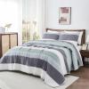 imageAndency Queen Quilt Bedding Set Beige 3 Pieces Patchwork Beige Striped Ultra Soft Lightweight Bedspreads Coverlets Set with 2 Pillow Shams for All Seasons 90quotx96quot01  Sage Green