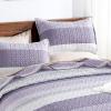 imageAndency Queen Quilt Bedding Set Beige 3 Pieces Patchwork Beige Striped Ultra Soft Lightweight Bedspreads Coverlets Set with 2 Pillow Shams for All Seasons 90quotx96quot22  Grayish Purple