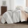 imageAndency Queen Quilt Bedding Set Beige 3 Pieces Patchwork Beige Striped Ultra Soft Lightweight Bedspreads Coverlets Set with 2 Pillow Shams for All Seasons 90quotx96quot20  Linen Grey