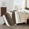 imageAndency Queen Quilt Bedding Set Beige 3 Pieces Patchwork Beige Striped Ultra Soft Lightweight Bedspreads Coverlets Set with 2 Pillow Shams for All Seasons 90quotx96quot33  Mocha