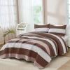 imageAndency Queen Quilt Bedding Set Beige 3 Pieces Patchwork Beige Striped Ultra Soft Lightweight Bedspreads Coverlets Set with 2 Pillow Shams for All Seasons 90quotx96quot14  Brown