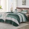 imageAndency Queen Quilt Bedding Set Beige 3 Pieces Patchwork Beige Striped Ultra Soft Lightweight Bedspreads Coverlets Set with 2 Pillow Shams for All Seasons 90quotx96quot09  Emerald Green