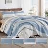 imageAndency Queen Quilt Bedding Set Beige 3 Pieces Patchwork Beige Striped Ultra Soft Lightweight Bedspreads Coverlets Set with 2 Pillow Shams for All Seasons 90quotx96quot31  Misty Blue