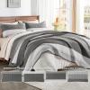 imageAndency Queen Quilt Bedding Set Beige 3 Pieces Patchwork Beige Striped Ultra Soft Lightweight Bedspreads Coverlets Set with 2 Pillow Shams for All Seasons 90quotx96quot19  Dark Grey