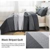 imageAndency Queen Quilt Bedding Set Beige 3 Pieces Patchwork Beige Striped Ultra Soft Lightweight Bedspreads Coverlets Set with 2 Pillow Shams for All Seasons 90quotx96quot02  Black and White