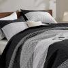 imageAndency Queen Quilt Bedding Set Beige 3 Pieces Patchwork Beige Striped Ultra Soft Lightweight Bedspreads Coverlets Set with 2 Pillow Shams for All Seasons 90quotx96quot02  Black and White
