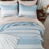 imageAndency Queen Quilt Bedding Set Beige 3 Pieces Patchwork Beige Striped Ultra Soft Lightweight Bedspreads Coverlets Set with 2 Pillow Shams for All Seasons 90quotx96quot21  Aqua Blue