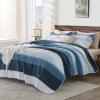 imageAndency Queen Quilt Bedding Set Beige 3 Pieces Patchwork Beige Striped Ultra Soft Lightweight Bedspreads Coverlets Set with 2 Pillow Shams for All Seasons 90quotx96quot06  Navy Blue