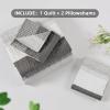 imageAndency Queen Quilt Bedding Set Beige 3 Pieces Patchwork Beige Striped Ultra Soft Lightweight Bedspreads Coverlets Set with 2 Pillow Shams for All Seasons 90quotx96quot19  Dark Grey