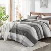 imageAndency Queen Quilt Bedding Set Beige 3 Pieces Patchwork Beige Striped Ultra Soft Lightweight Bedspreads Coverlets Set with 2 Pillow Shams for All Seasons 90quotx96quot19  Dark Grey