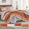 imageAndency Queen Quilt Bedding Set Beige 3 Pieces Patchwork Beige Striped Ultra Soft Lightweight Bedspreads Coverlets Set with 2 Pillow Shams for All Seasons 90quotx96quot10  Orange