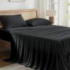 imageAndency Queen Sheets Set 100 Viscose Derived from Bamboo Cooling Summer Bed Sheets Queen Size Deep Pocket Up to 16quot Silky Soft Sheets Hotel Bedding Sheets ampamp Pillowcases Dark Emerald GreenBlack