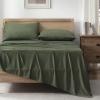 imageAndency Queen Sheets Set 100 Viscose Derived from Bamboo Cooling Summer Bed Sheets Queen Size Deep Pocket Up to 16quot Silky Soft Sheets Hotel Bedding Sheets ampamp Pillowcases Dark Emerald GreenOlive Green