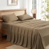 imageAndency Queen Sheets Set 100 Viscose Derived from Bamboo Cooling Summer Bed Sheets Queen Size Deep Pocket Up to 16quot Silky Soft Sheets Hotel Bedding Sheets ampamp Pillowcases Dark Emerald GreenTaupe