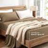 imageAndency Queen Sheets Set 100 Viscose Derived from Bamboo Cooling Summer Bed Sheets Queen Size Deep Pocket Up to 16quot Silky Soft Sheets Hotel Bedding Sheets ampamp Pillowcases Dark Emerald GreenTaupe