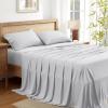 imageAndency Queen Sheets Set 100 Viscose Derived from Bamboo Cooling Summer Bed Sheets Queen Size Deep Pocket Up to 16quot Silky Soft Sheets Hotel Bedding Sheets ampamp Pillowcases Dark Emerald GreenLight Grey
