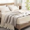 imageAndency Queen Sheets Set 100 Viscose Derived from Bamboo Cooling Summer Bed Sheets Queen Size Deep Pocket Up to 16quot Silky Soft Sheets Hotel Bedding Sheets ampamp Pillowcases Dark Emerald GreenBeige