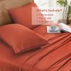 imageAndency Queen Sheets Set 100 Viscose Derived from Bamboo Cooling Summer Bed Sheets Queen Size Deep Pocket Up to 16quot Silky Soft Sheets Hotel Bedding Sheets ampamp Pillowcases Dark Emerald GreenOrange