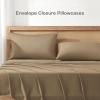 imageAndency Queen Sheets Set 100 Viscose Derived from Bamboo Cooling Summer Bed Sheets Queen Size Deep Pocket Up to 16quot Silky Soft Sheets Hotel Bedding Sheets ampamp Pillowcases Dark Emerald GreenTaupe