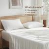 imageAndency Queen Sheets Set 100 Viscose Derived from Bamboo Cooling Summer Bed Sheets Queen Size Deep Pocket Up to 16quot Silky Soft Sheets Hotel Bedding Sheets ampamp Pillowcases Dark Emerald GreenIvory