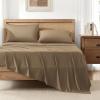 imageAndency Queen Sheets Set 100 Viscose Derived from Bamboo Cooling Summer Bed Sheets Queen Size Deep Pocket Up to 16quot Silky Soft Sheets Hotel Bedding Sheets ampamp Pillowcases Dark Emerald GreenTaupe