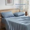 imageAndency Queen Sheets Set 100 Viscose Derived from Bamboo Cooling Summer Bed Sheets Queen Size Deep Pocket Up to 16quot Silky Soft Sheets Hotel Bedding Sheets ampamp Pillowcases Dark Emerald GreenGrayish Blue