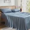 imageAndency Queen Sheets Set 100 Viscose Derived from Bamboo Cooling Summer Bed Sheets Queen Size Deep Pocket Up to 16quot Silky Soft Sheets Hotel Bedding Sheets ampamp Pillowcases Dark Emerald GreenGrayish Blue