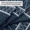 imageAndency Quilt King Size Set Grey 106x96 Inch 3 Pieces1 Striped Boho Printed Quilt and 2 Pillowcases Bohemian Summer Lightweight Reversible Microfiber Bedspread Coverlet Sets02  Navy  Printed Pattern