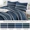 imageAndency Quilt King Size Set Grey 106x96 Inch 3 Pieces1 Striped Boho Printed Quilt and 2 Pillowcases Bohemian Summer Lightweight Reversible Microfiber Bedspread Coverlet Sets02  Navy  Printed Pattern