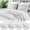 imageAndency Quilt King Size Set Grey 106x96 Inch 3 Pieces1 Striped Boho Printed Quilt and 2 Pillowcases Bohemian Summer Lightweight Reversible Microfiber Bedspread Coverlet SetsWhite Black  Printed Pattern