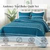 imageAndency Quilt King Size Set Grey 106x96 Inch 3 Pieces1 Striped Boho Printed Quilt and 2 Pillowcases Bohemian Summer Lightweight Reversible Microfiber Bedspread Coverlet Sets05  Teal  Printed Pattern