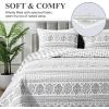 imageAndency Quilt King Size Set Grey 106x96 Inch 3 Pieces1 Striped Boho Printed Quilt and 2 Pillowcases Bohemian Summer Lightweight Reversible Microfiber Bedspread Coverlet SetsWhite Black  Printed Pattern
