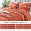 imageAndency Quilt King Size Set Grey 106x96 Inch 3 Pieces1 Striped Boho Printed Quilt and 2 Pillowcases Bohemian Summer Lightweight Reversible Microfiber Bedspread Coverlet Sets06  Orange  Printed Pattern