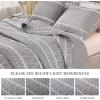 imageAndency Quilt King Size Set Grey 106x96 Inch 3 Pieces1 Striped Boho Printed Quilt and 2 Pillowcases Bohemian Summer Lightweight Reversible Microfiber Bedspread Coverlet Sets01  Grey  Printed Pattern