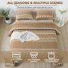 imageAndency Quilt King Size Set Grey 106x96 Inch 3 Pieces1 Striped Boho Printed Quilt and 2 Pillowcases Bohemian Summer Lightweight Reversible Microfiber Bedspread Coverlet SetsTaupe  Printed Pattern